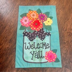 Evergreen enterprises welcome y’all floral burlap outdoor flag outdoor decor